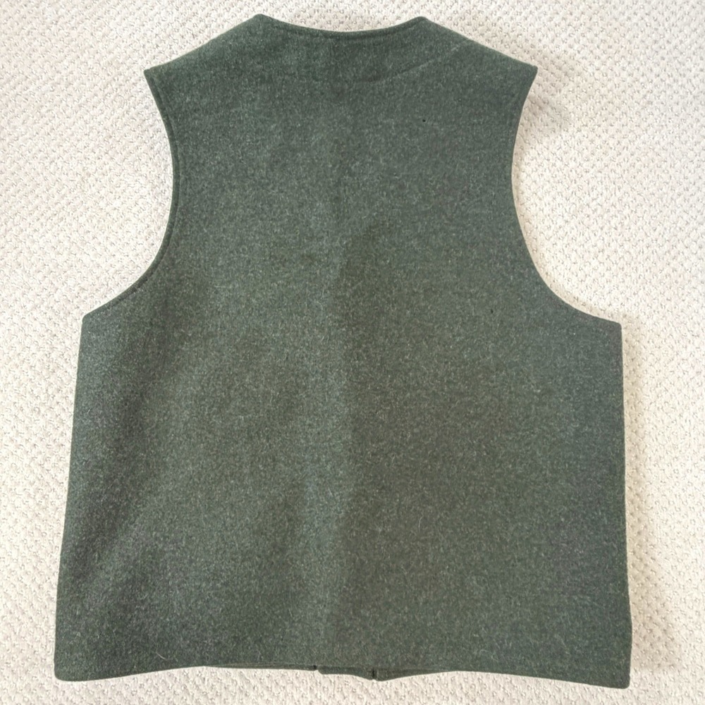 Vintage Filson Mackinaw Wool Vest *FLAWS* XL Forest Green Button Front Hunting - Picture 2 of 9